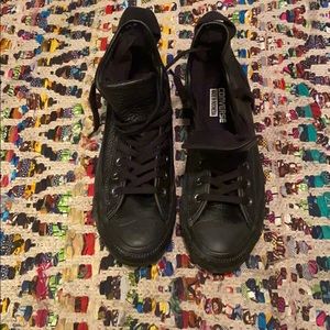 Black Leather high top Converse AS